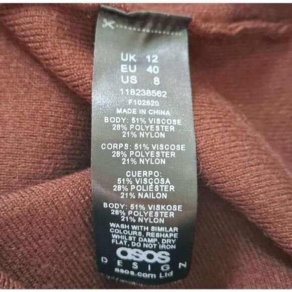 ASOS Design Knitted Midi Bodycon Dress with Open Back Brown 8 - Picture 5 of 5